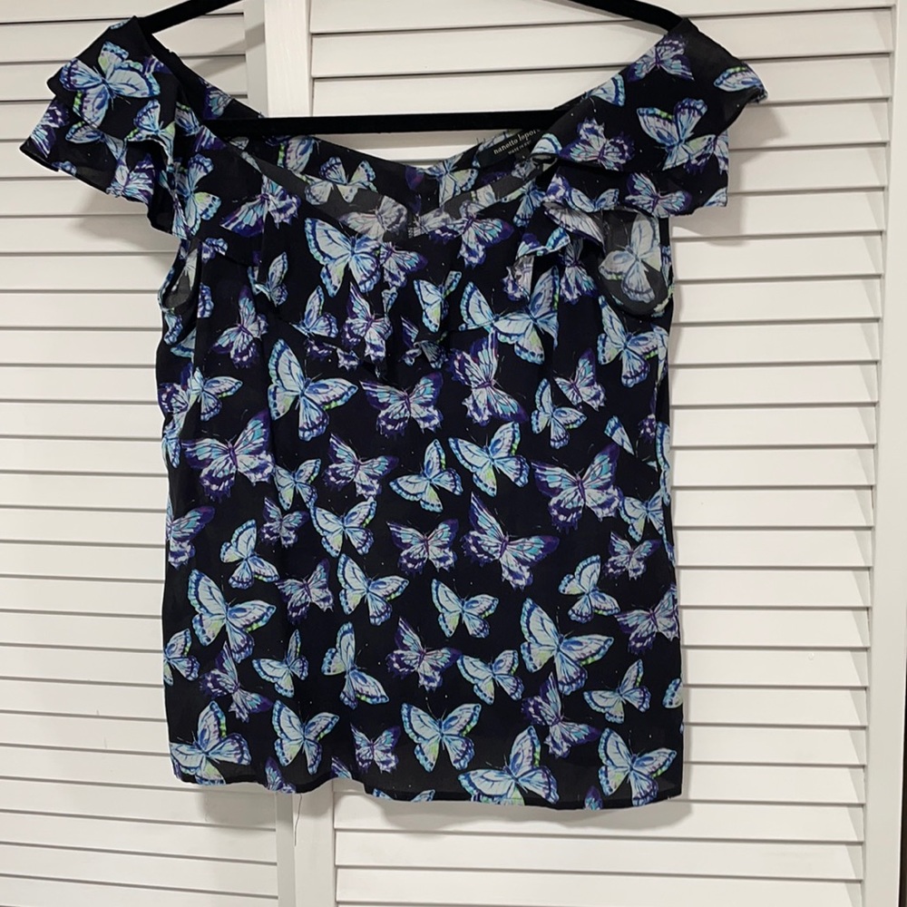 Nanette Lepore butterfly silk chiffon top
